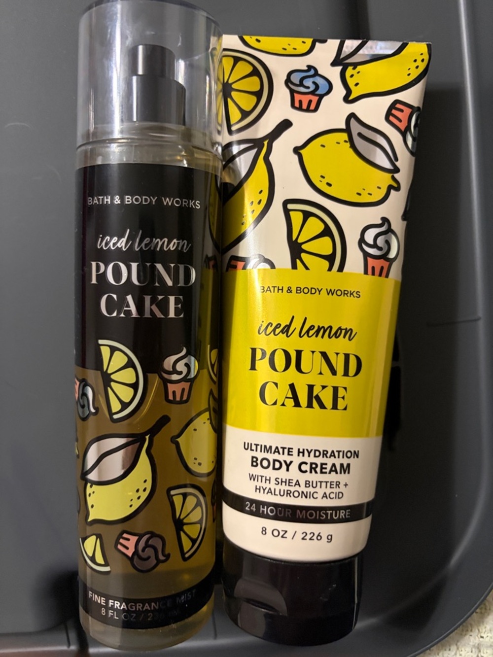 Bath & Body Works Iced Lemon Pound Cake Body Cream & Mist - Yellow, Black, White